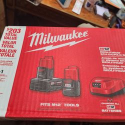 Milwaukee 48-59-2424 M12 REDLITHIUM CP 2.0 Ah, XC 4.0Ah Battery & Charger (New),  FIRM AND FIRM