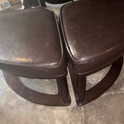 2 Leather Stools