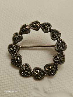 Brooch Circle of Hearts. Sterling