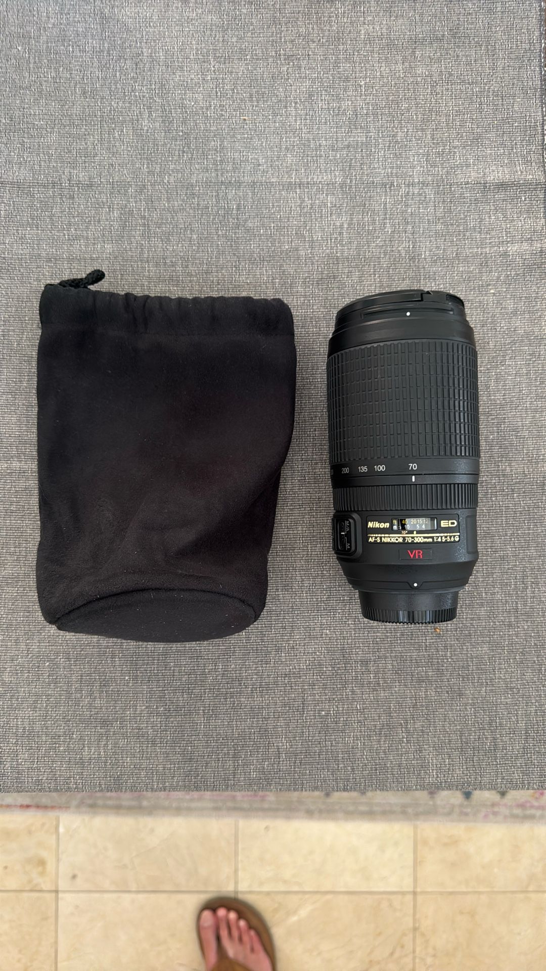 Nikon AF-S NIKKOR 70-300mm f/4.5-5.6G ED VR lens. •