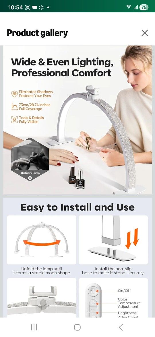 Half Moon Light for Nail Desk,