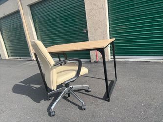 Desk with leather chair