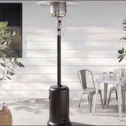 Amazon Basics 46,000 BTU Outdoor Propane Patio Heater with Wheels, Commercial & Residential, Havana Bronze, with Water Tank, 32.1 x 32.1 x 91.3 inches