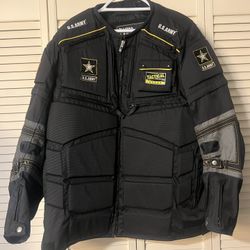 POWER-Trip Motorcycle Jacket 4XL *Fully Padded with Zip-Out Liner *US Army Badging. Heavy Warm and Extremely Well Made