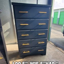 Dresser Refinished Black And Gold Pulls 