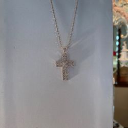 Diamond Cross With 14kt White Gold Chain
