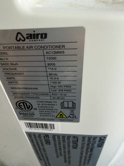 Airo 12,000 btu portable air conditioning