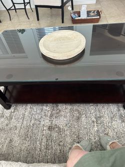 Expresso dark brown wood coffee table and end table