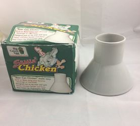 Big green egg beer can chicken “Sittin’ Chicken”