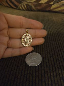 14k Gold Our Lady of Guadalupe Pendant for Women Oro 14k Dije Virgen de Guadalupe Para Dama