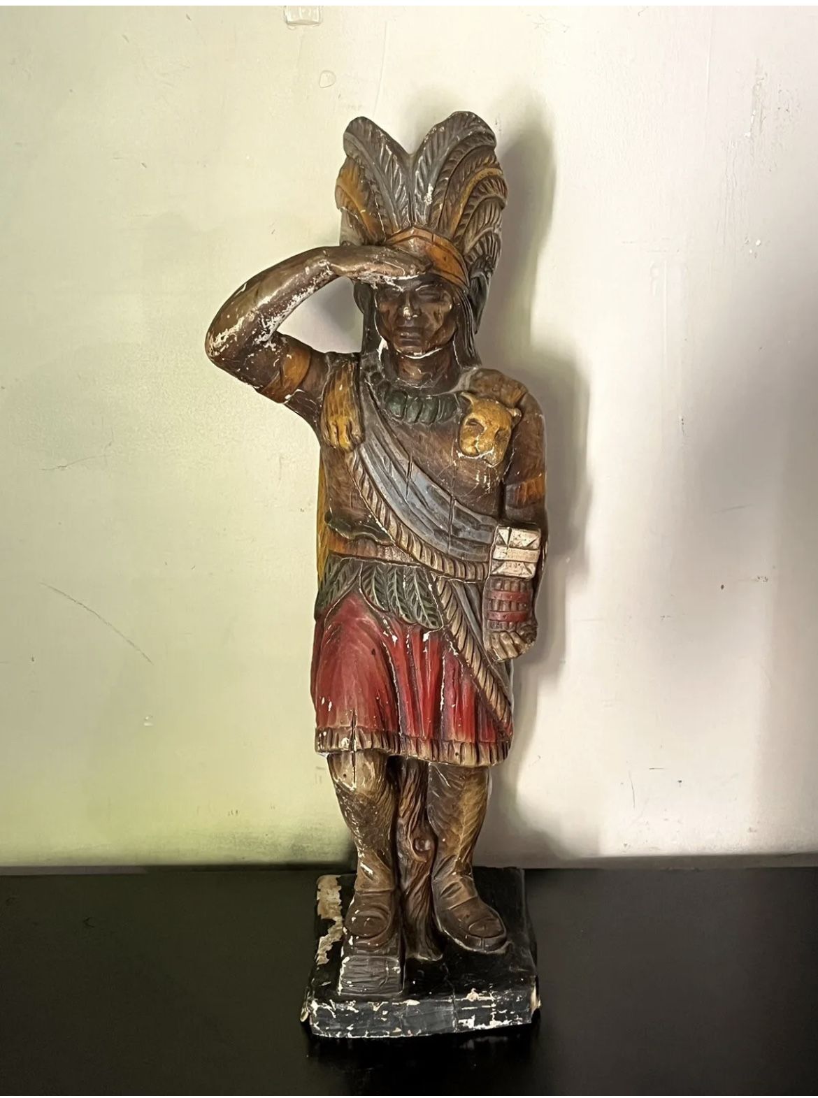 Vintage Cigar Store Wooden Indian Display Figure 24" Alfco NY c 1950s Foam.