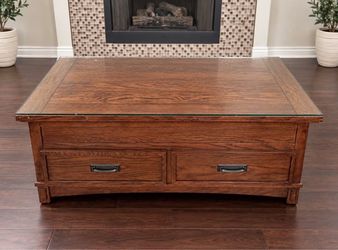 Wood Coffee Table with Glass