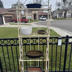Beautiful Plant Stand With Ceramic Pots All For $80