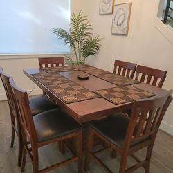 Extendable Counterheight Expandable Dining Table with 6 chairs