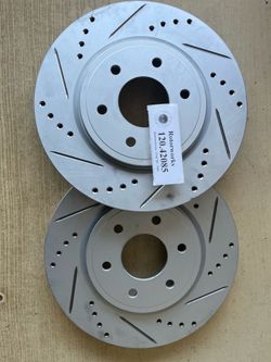 Nissan Pathfinder 05-12 Front Drill Slot Geomet Rotors Ceramic Brake Pads