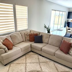 Used 3-Piece Sectional Couch Sofa – Linen Fabric – L-Shaped – Modern – Comfortable 