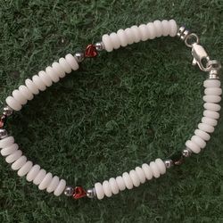 Puka Anklet w/ Red Hearts