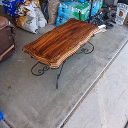 Rod Iron Mahogany Coffee Table