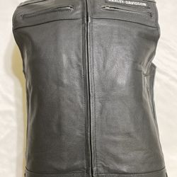 Harley Davidson Men's Genuine Leather Black Biker Vest Leather Jacket Moto Cafe