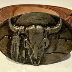 Levi’s Bull Skull Buckle Leather Belt