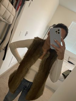 Zara Brown Faux Fur Vest Size S Thumbnail