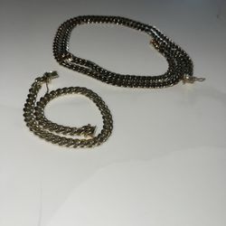 10k Gold 7mm Cuban Link Chain and Bracelet