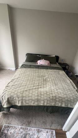 Queen-size IKEA bed frame with IKEA pocket spring mattress. Like-new condition