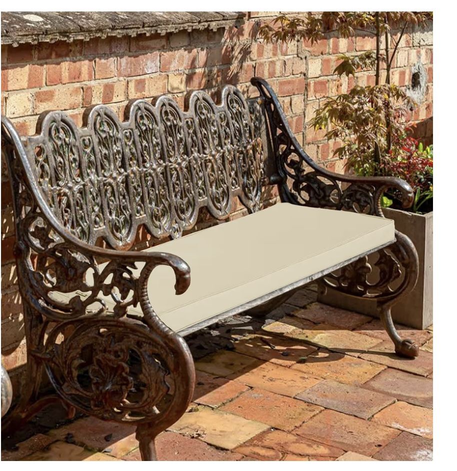 Outdoor Bench Cushions 59 x 18 Inch Thick Waterproof Porch Swing Cushions with Tie Patio Furniture Chair Cushion Bench Pad 5 Year Color Fastness Back