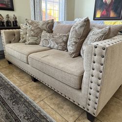 3pc Custom Modern Nailhead-1xTrim Sofa +2x Matching Oversized Armchair