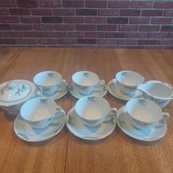 Set of vintage Harmony House "Mandarin" Fine China Coffee/Tea Cups and Saucers 14 pieces 