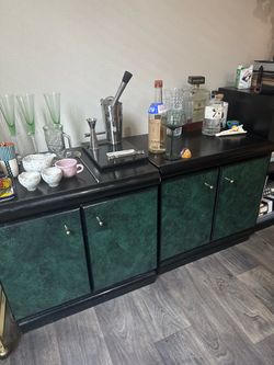 Green and Black Sideboard Cabinets - Vintage