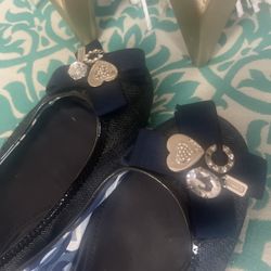 Ladies Blue Denim Coach Flats Size 11