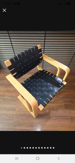 6 New MCM Style Bent Wood  With Black Faux Leather Dining Chairs 