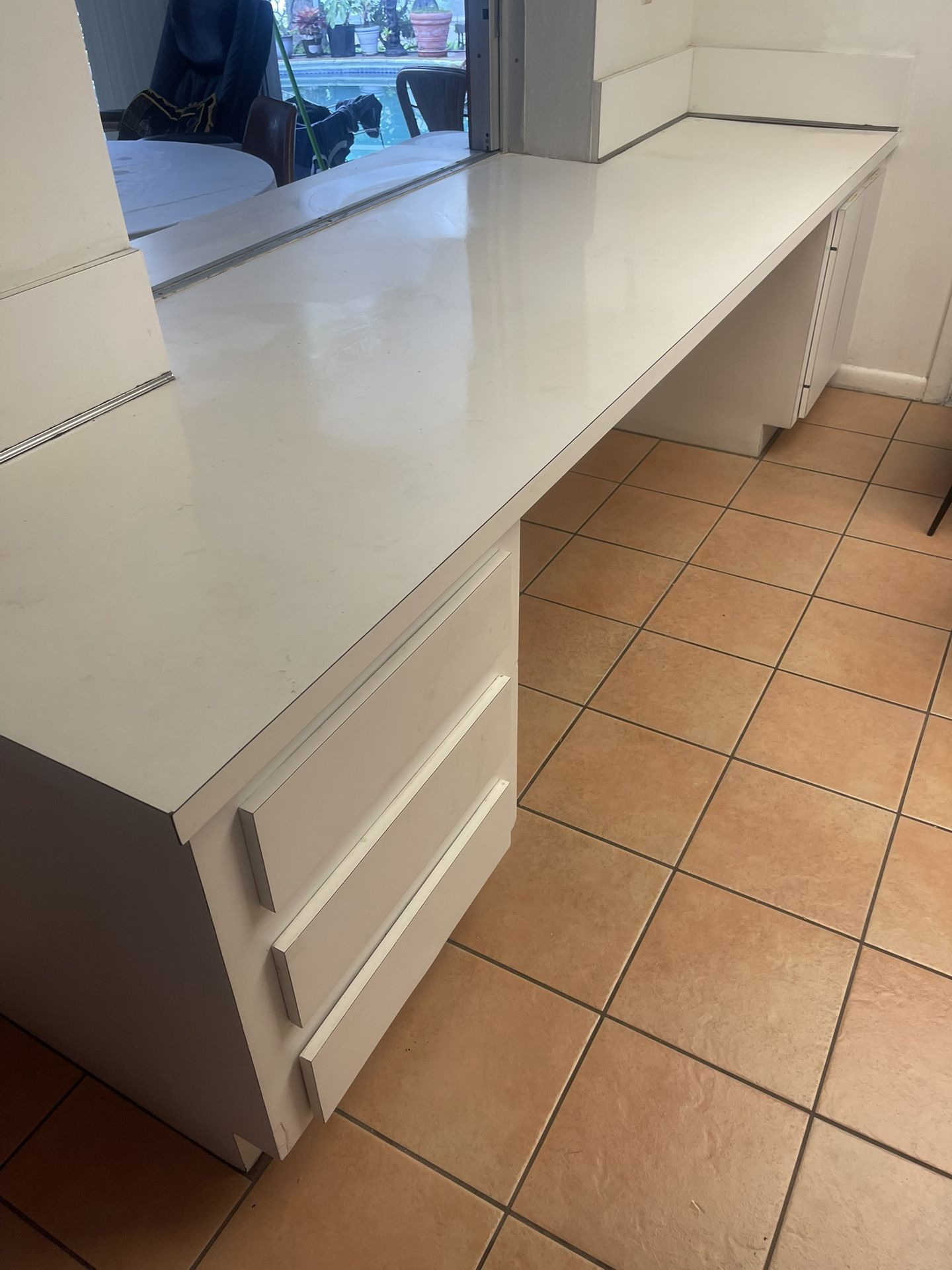 Countertop 35x114 Inches Long , And Drawers And Small Two Door Cabinet