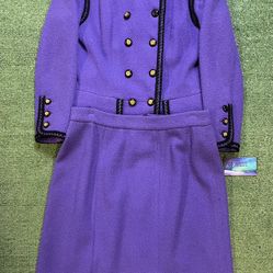 Vintage 1990s Chanel purple tweed skirt Suit