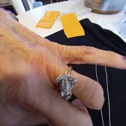 Gold Frog Ring 14 Karat Yellow Gold Ring With White Gold Frog With Diamonds