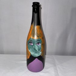 Hand-Painted Art Glass Bottle