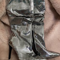 Jessica Simpson Calf High relaxed boots size 6.5M/37 in Silver