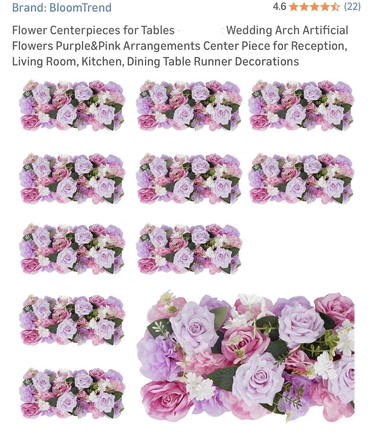 $80 Brand New BloomTrend Flower CenterCenterpifor Tables - 9 Pack Wedding Arch Artificial Flowers Purple&Pink Arrangements Center Piece for Reception,