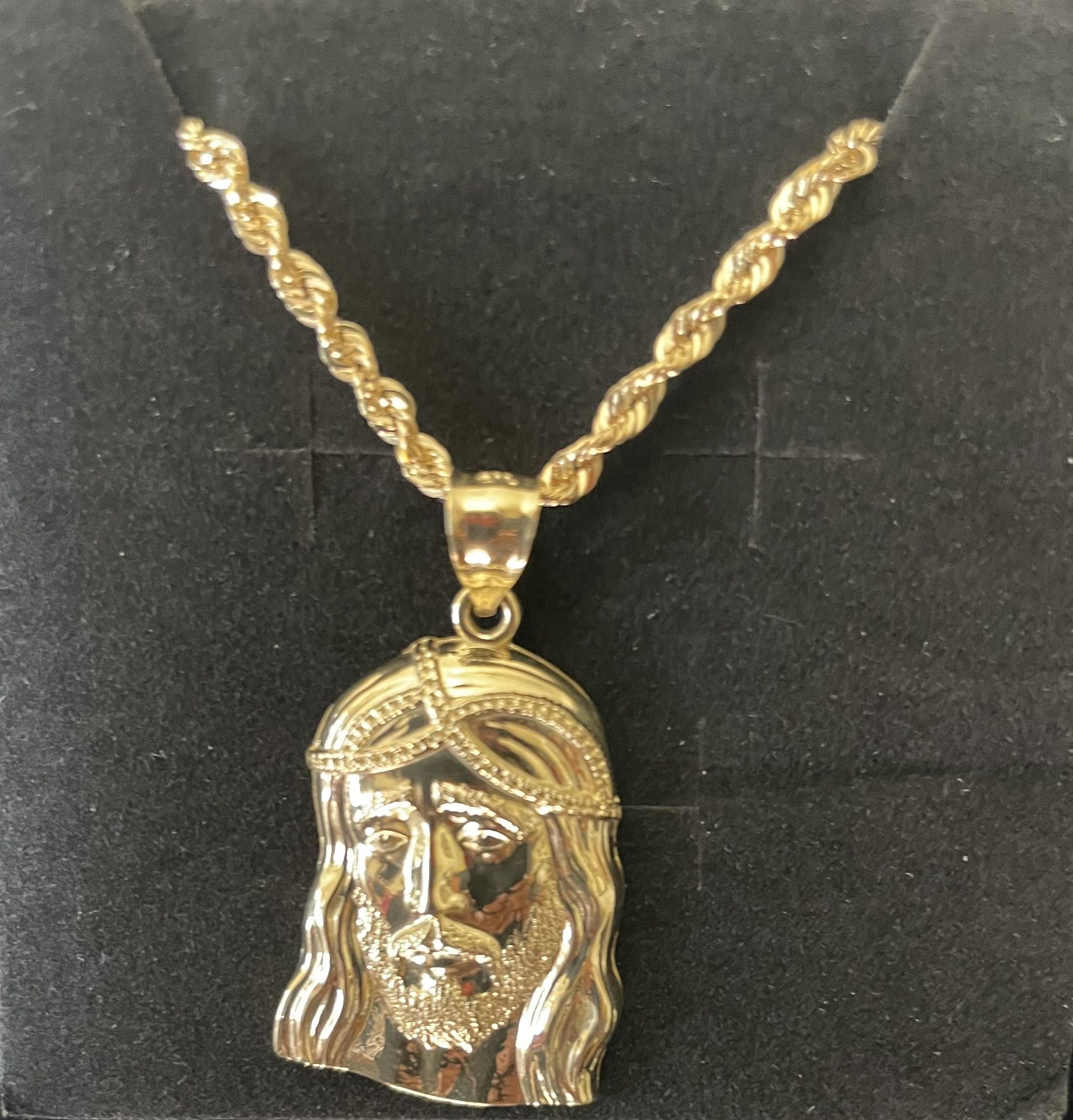 Yellow Jesus Chain 10k Yellow Gold Jesus Head Pendant Chain Not Included for Sale in ...