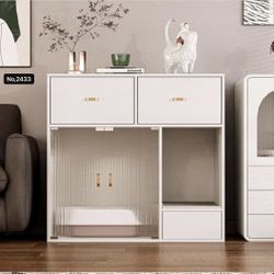 Cat Litter Box Cabinet with Storage, Hidden Cat Litter Furniture, Modern Litter Box Enclosure for Living Room House (37.4'' W for 1-2 Large Cats)