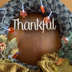 Thankful Fall Wreath-Lights Up!