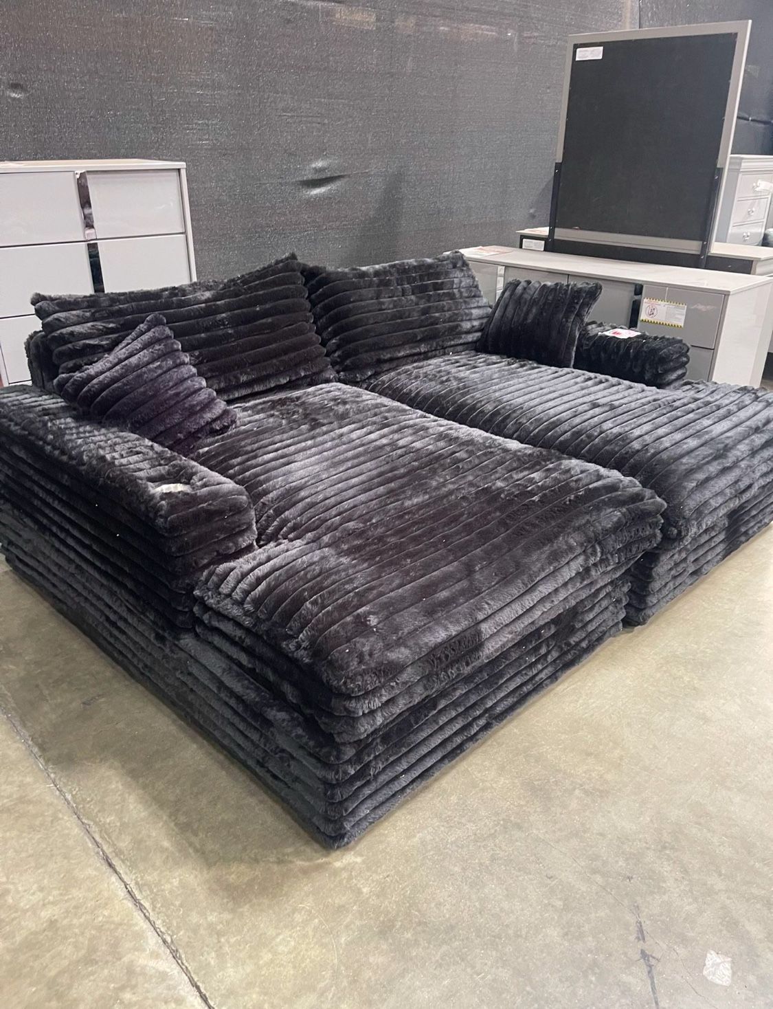 Black Sofa - Double Chaise Sectional