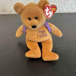 TY Beanie Baby Bear Back To School Named Books 