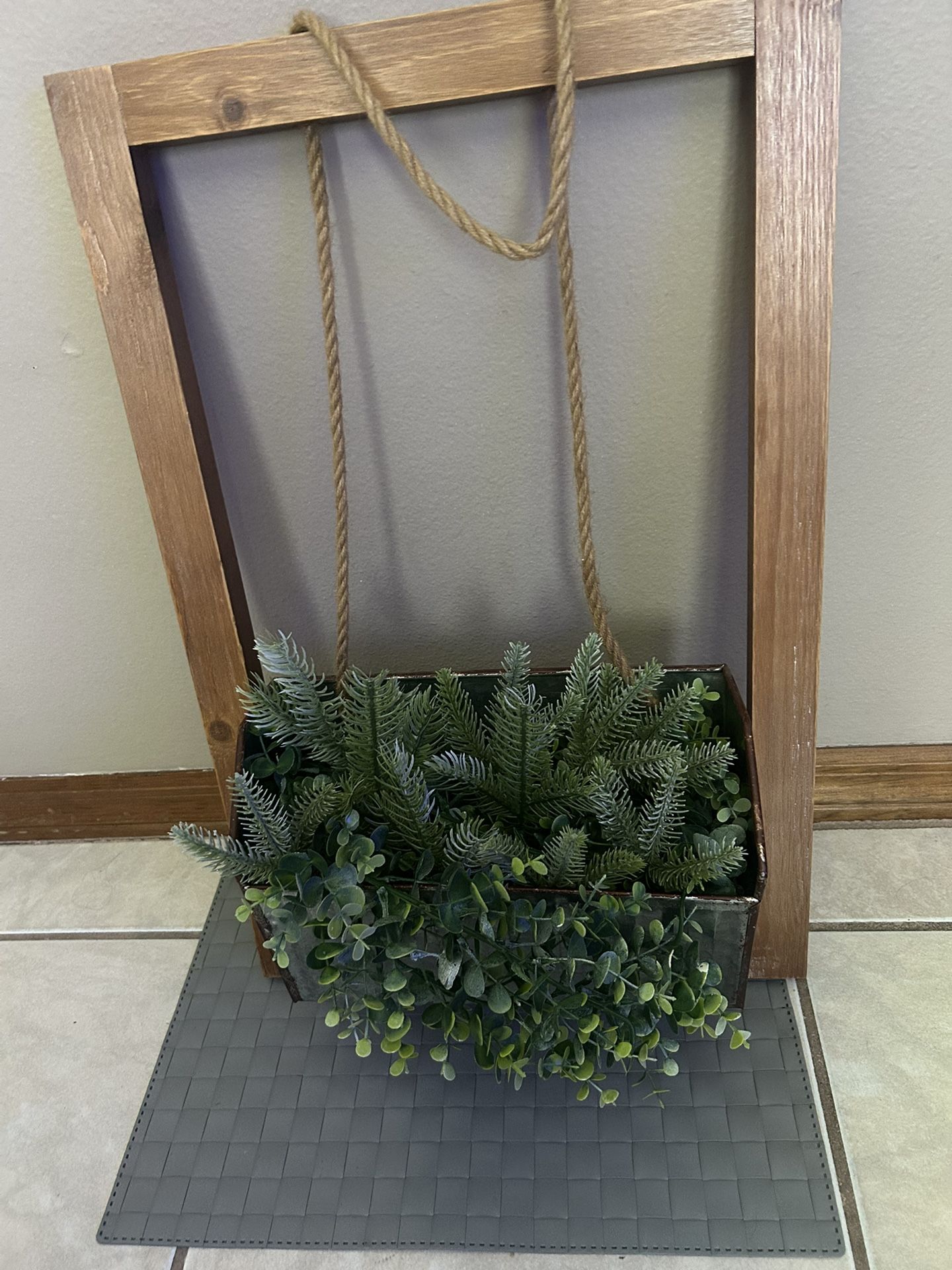 Hanging, Metal Basket. Artificial Greenery 