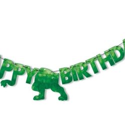Watercolor Dinosaur HAPPY BIRTHDAY Banner - Dinosaur Birthday Party Decorations