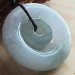 Burmese icy Type A Jadeite Jade Pendant Lucky Circle. Certified. 