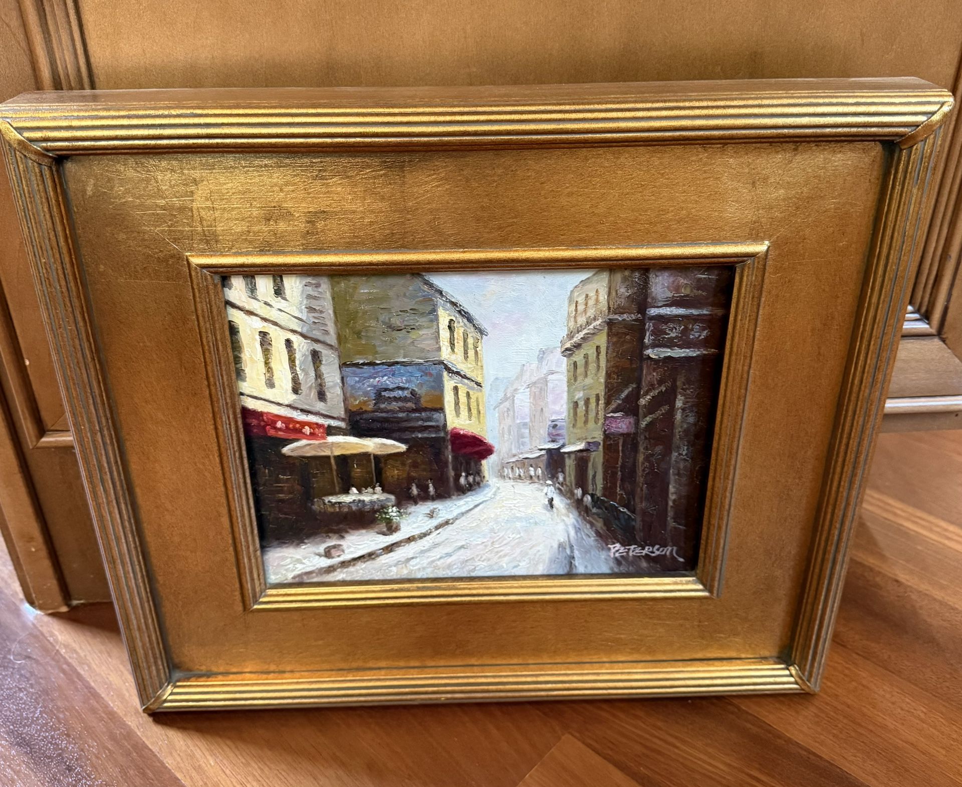 Original Oil Painting Peterson Gold Frame Impressionist City Street Scene Paris