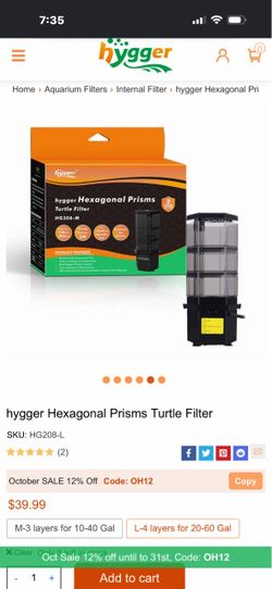 hygger Hexagonal Prisms Turtle Filter Large 20-60 gallons