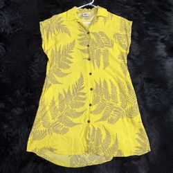 Makai Beach Dress Women’s Medium Yellow Aloha Print